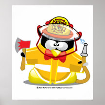 Firefighter Penguin Posters