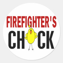 Firefighter’s Chick Round Stickers