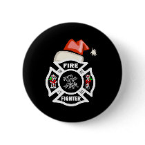 Firefighter Santa Claus buttons