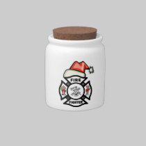 Firefighter Santa Claus candy jars