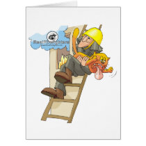 Firefighter Saving A Cat card cards
