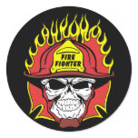 Firefighter Skull Round Stickers