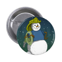 Firefighter Snowman Button