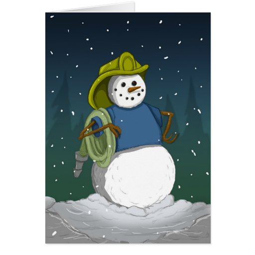Firefighter Snowman Card | Zazzle