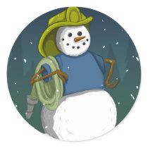 Firefighter Snowman stickers