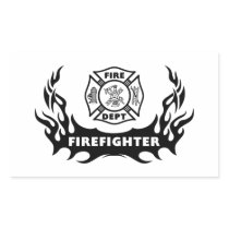 Firefighter Tattoo Rectangle Stickers