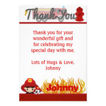 FIREFIGHTER Thank You 3.5"x5" (FLAT style) FF01B Custom Invitations