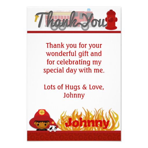 FIREFIGHTER Thank You 3.5"x5" (FLAT style) FF03B Invite