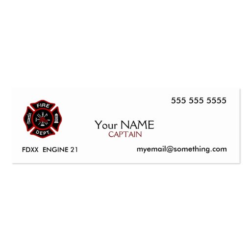 Firefighter White Business Cards (front side)