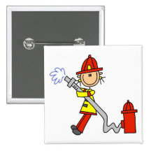 Firefighter with Hose Tshirts and Gifts Pinback Button
