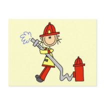 Firefighter with Hose Tshirts and Gifts postcards