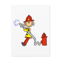 Firefighter with Hose Tshirts and Gifts postcards