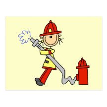 Firefighter with Hose Tshirts and Gifts Postcards