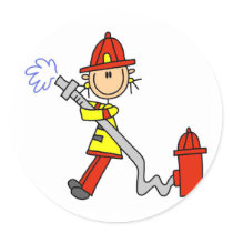Firefighter with Hose Tshirts and Gifts stickers