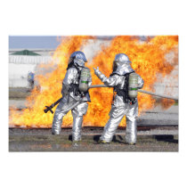 Firefighters battle a simulated fire