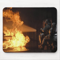 Firefighters extinguish a simulated battery fir mouse pads