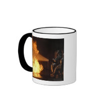 Firefighters extinguish a simulated battery fir coffee mugs