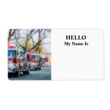 Firefighters - Line of Fire Engines in Parade Personalized Shipping Label
