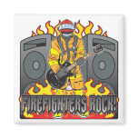 Firefighters Rock Guitar Fridge Magnets