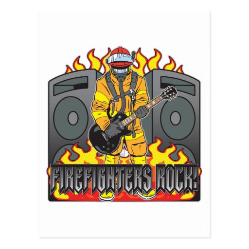 Firefighters Rock Guitar Postcard