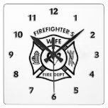 Firefighters Wife Square Wall Clocks