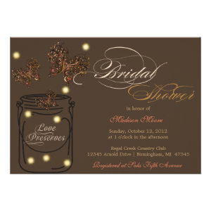 Fireflies and Mason Jar Bridal Shower - Fall Personalized Announcement