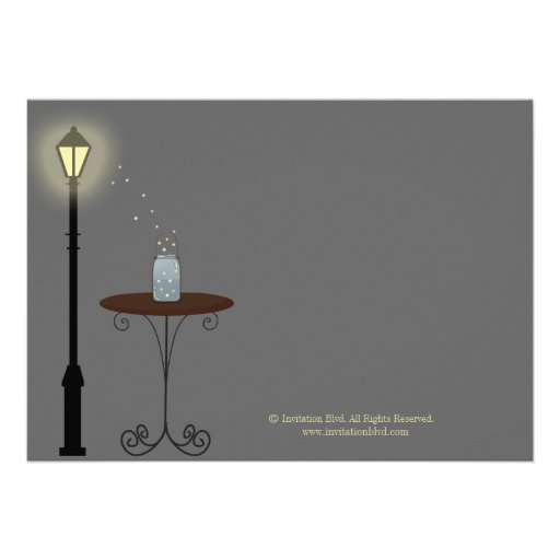 Fireflies and Mason Jar Wedding Reception Card Personalized Invitation