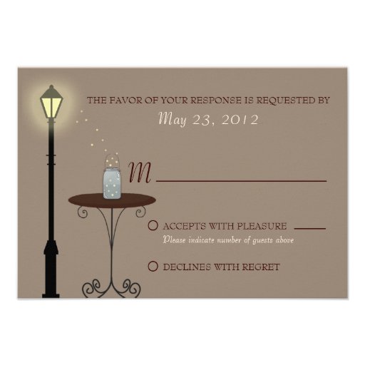 Fireflies and Mason Jar Wedding RSVP Personalized Invitation