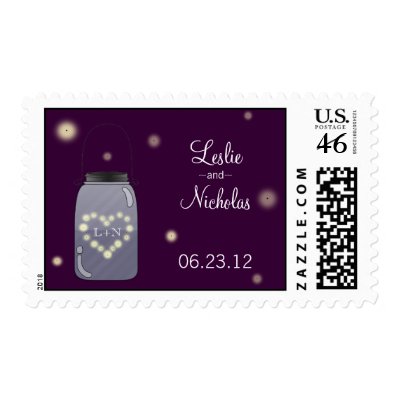 Fireflies and Mason Jar Wedding Stamp
