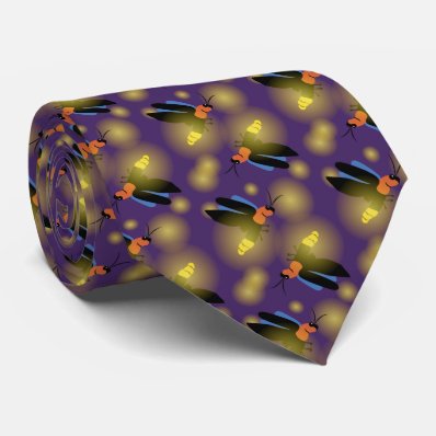 Fireflies Graphic on Purple Tie