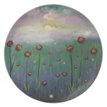 Fireflies in Roses plates