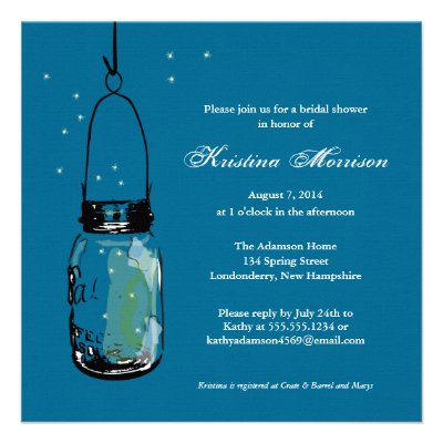 Fireflies &amp; Mason Jar Bridal Shower Personalized Invitation
