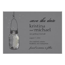 Fireflies & Mason Jar Save the Date Announcement