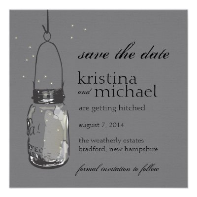 Fireflies &amp; Mason Jar Save the Date Announcements