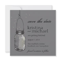 Fireflies & Mason Jar Save the Date Announcements