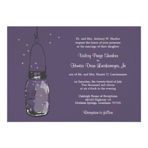 Fireflies & Mason Jar Wedding Invitations (front side)