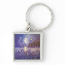 Fireflies on Silver Keychain