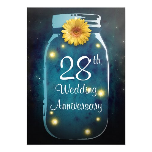Fireflies & Rustic Mason Jar Whimsical Anniversary Card