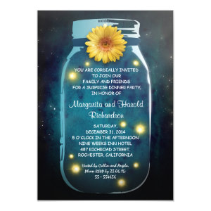 Fireflies & Rustic Mason Jar Whimsical Anniversary Card