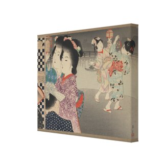 Firefly Cages- Japanese Vintage Art - circa 1900s Gallery Wrap Canvas