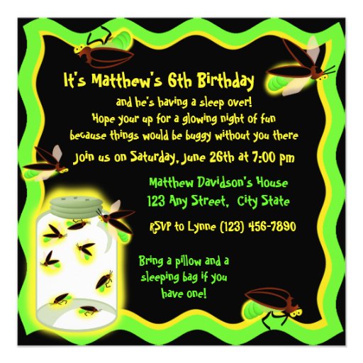 Firefly Frolic Birthday Invitation
