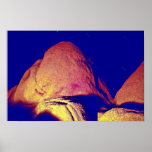 Firelight On Boulders With Star-streak Posters
