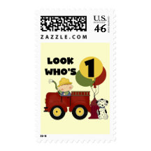 Fireman 1st Birthday Tshirts and Gifts Stamp