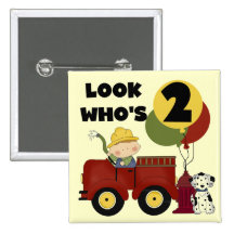 Fireman 2nd Birthday Tshirts and Gifts Pins
