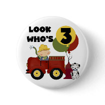 Fireman 3rd Birthday T-shirts and Gifts buttons