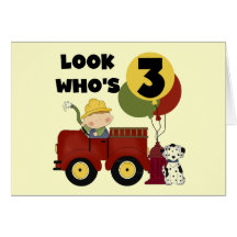 Fireman 3rd Birthday T-shirts and Gifts Greeting Cards