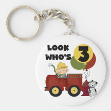 Fireman 3rd Birthday T-shirts and Gifts Key Chains