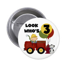 Fireman 3rd Birthday T-shirts and Gifts Pins