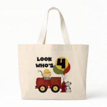 Fireman 4th Birthday Tshirts and Gifts Tote Bag