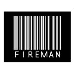 Fireman Bar Code Postcard